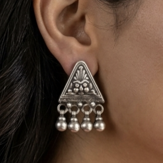 Silver Tribal Stud Earrings 